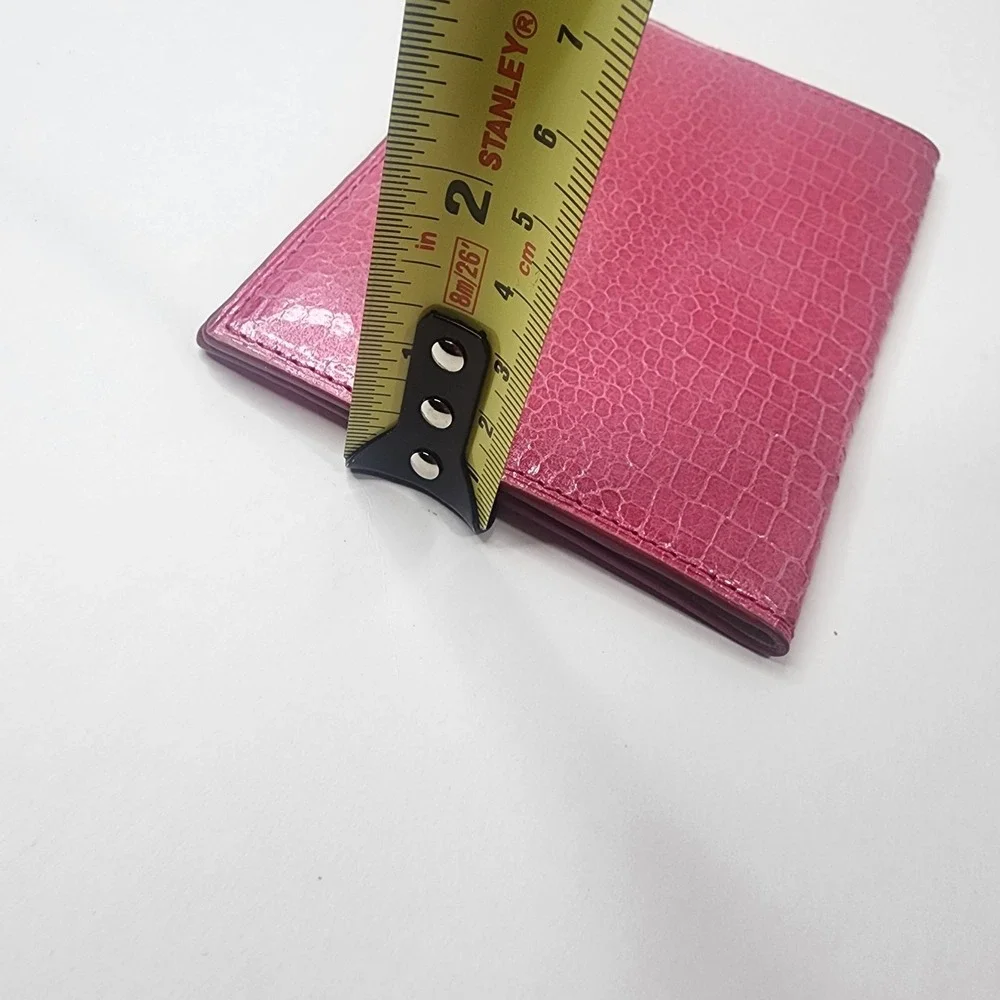 TUMI Crockadile Print Hot Pink Leather Travel Wallet Passport Cover Organizer